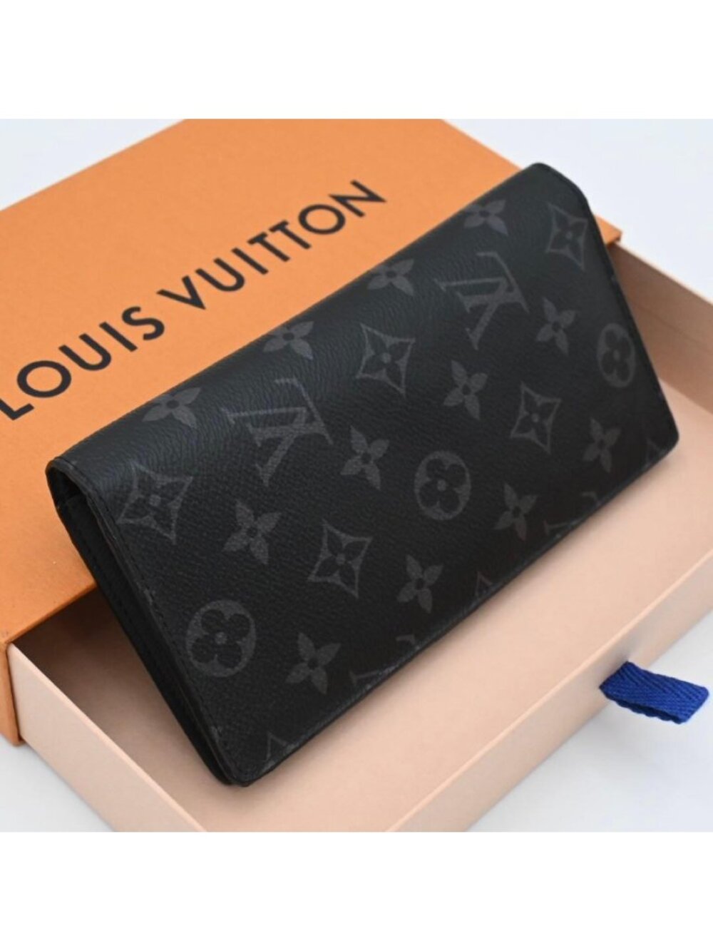 Louis Vuitton Monogram Eclipse Portefeuille Brazza Wallet Black